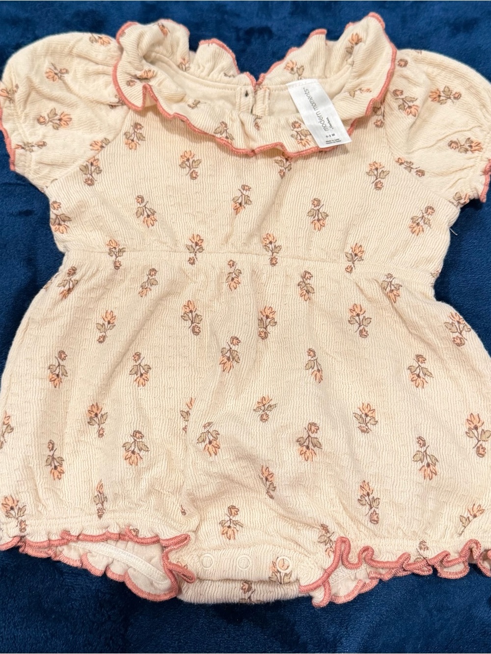 Cream Floral Ruffle Baby One-Piece Bodysuit